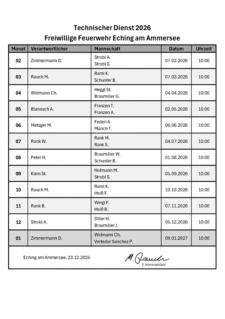 Technischer Dienst 2026